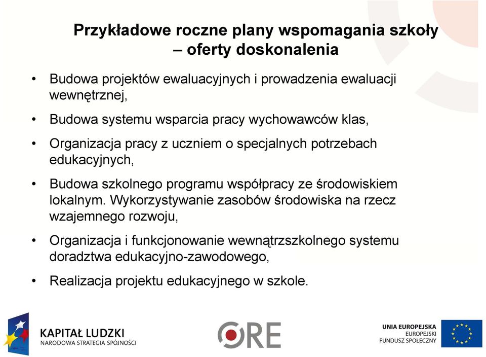 edukacyjnych, Budowa szkolnego programu współpracy ze środowiskiem lokalnym.