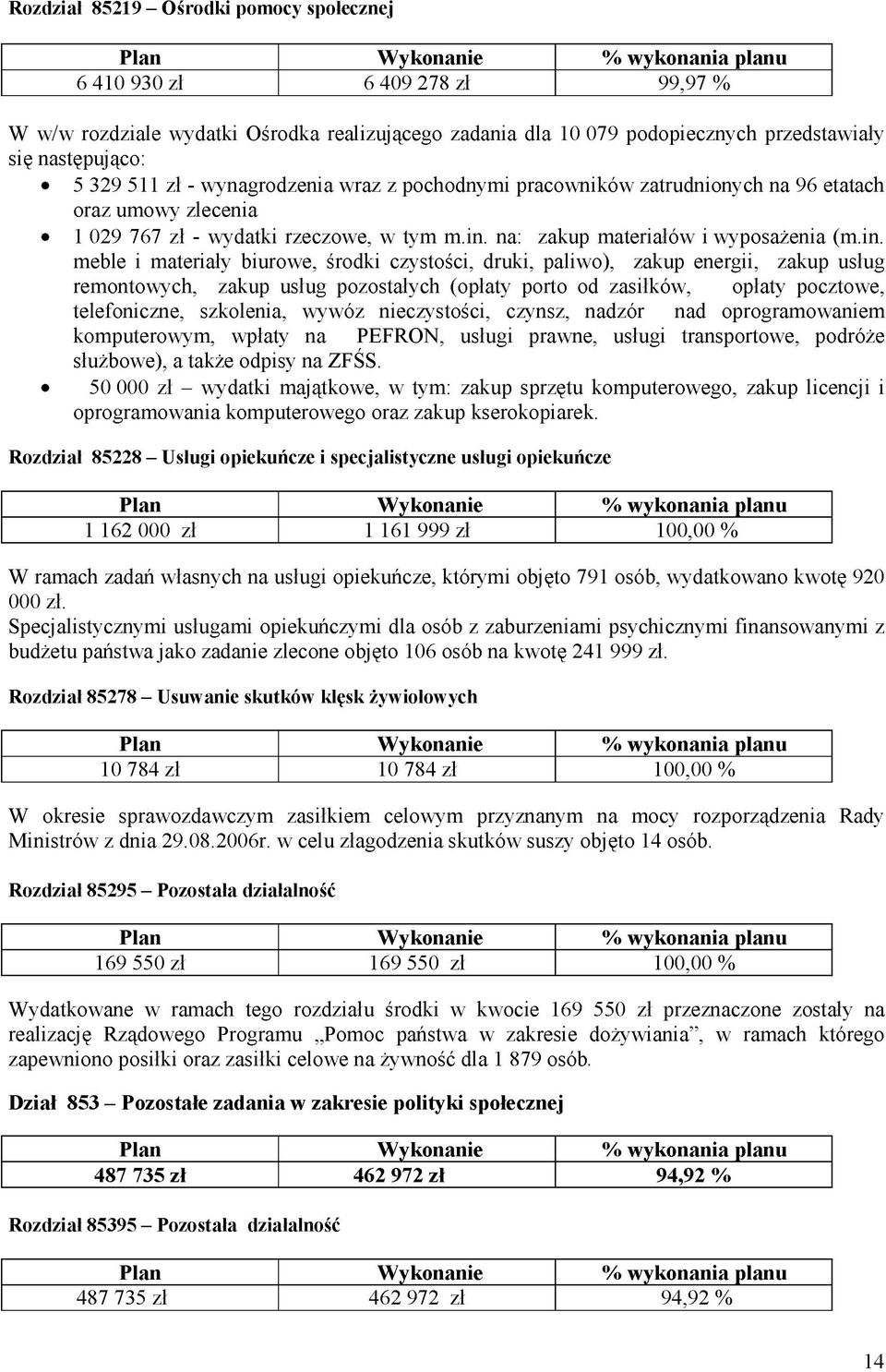 na: zakup materiałów i wyposażenia (m.in.