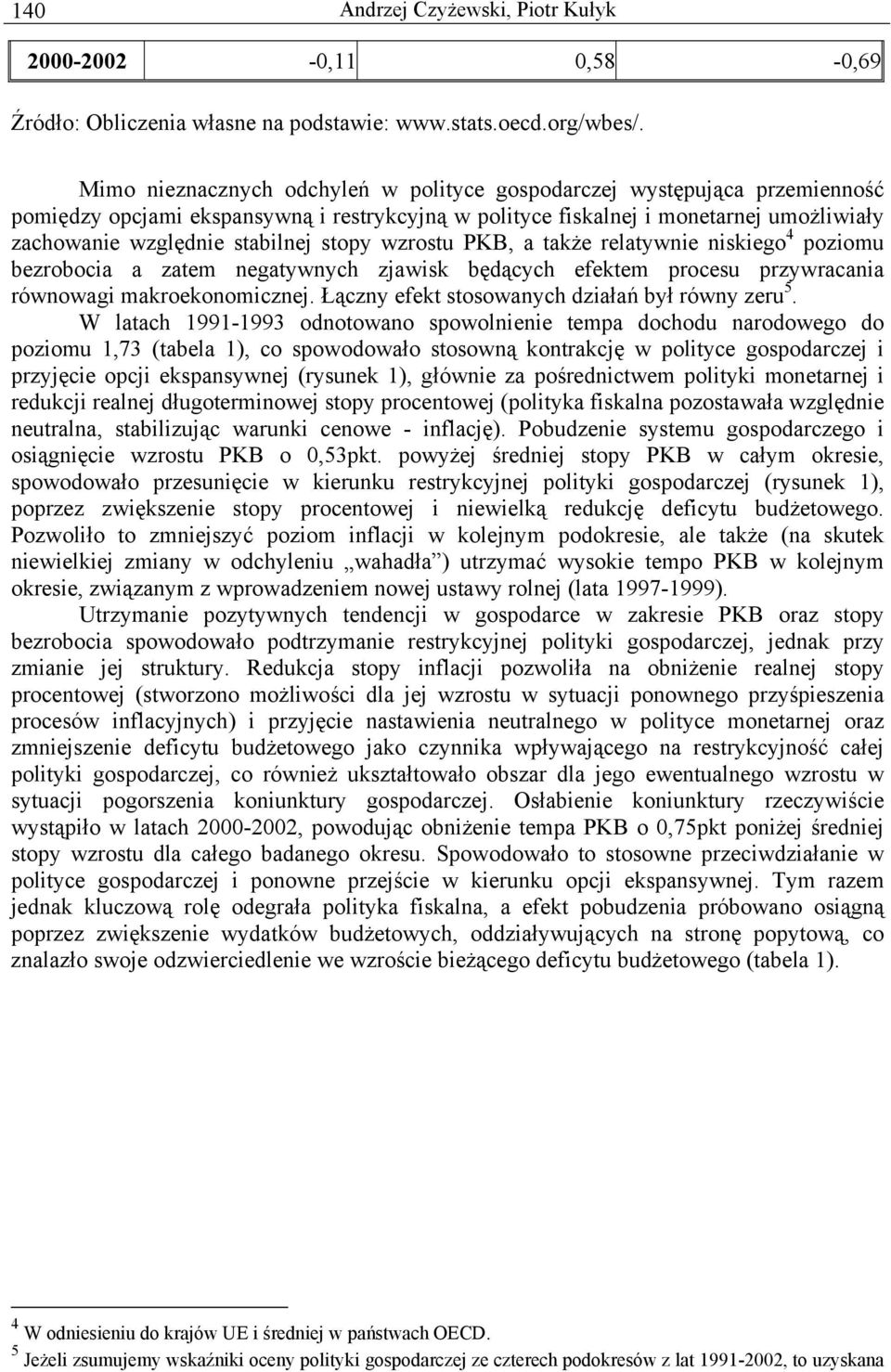 stopy wzrostu PKB, a także relatywnie niskiego 4 poziomu bezrobocia a zatem negatywnych zjawisk będących efektem procesu przywracania równowagi makroekonomicznej.