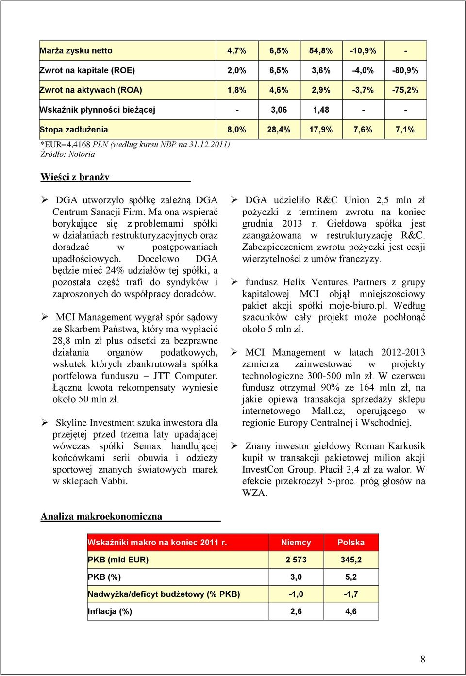 Ma ona wspierać borykające się z problemami spółki w działaniach restrukturyzacyjnych oraz doradzać w postępowaniach upadłościowych.