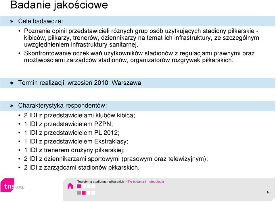 Skonfrontowanie oczekiwań użytkowników stadionów z regulacjami prawnymi oraz możliwościami zarządców stadionów, organizatorów rozgrywek piłkarskich.