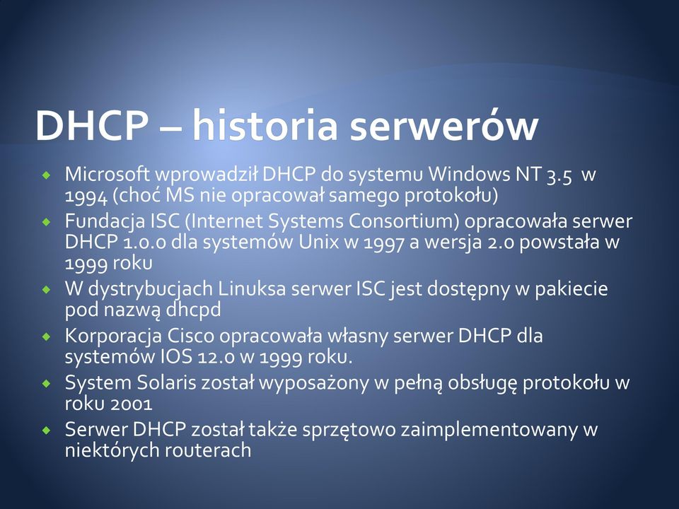 0 dla system ów Unix w 1997 a w ersja 2.