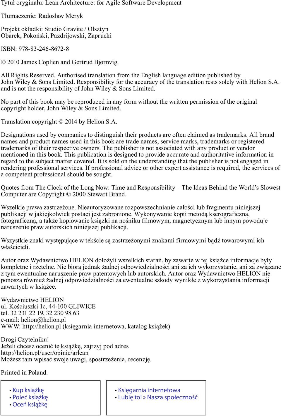 Responsibility for the accuracy of the translation rests solely with Helion S.A. and is not the responsibility of John Wiley & Sons Limited.