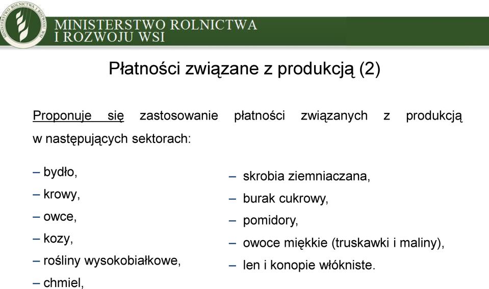 kozy, rośliny wysokobiałkowe, chmiel, skrobia ziemniaczana, burak