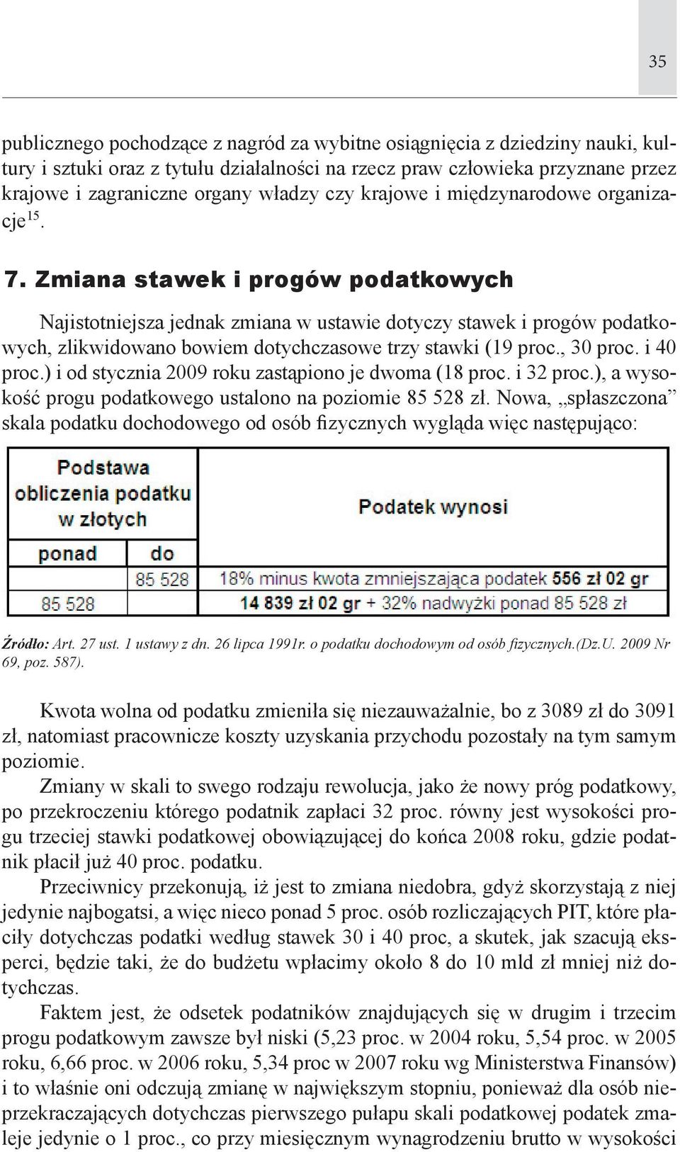 Zmiana stawek i progów podatkowych Najistotniejsza jednak zmiana w ustawie dotyczy stawek i progów podatkowych, zlikwidowano bowiem dotychczasowe trzy stawki (19 proc., 30 proc. i 40 proc.