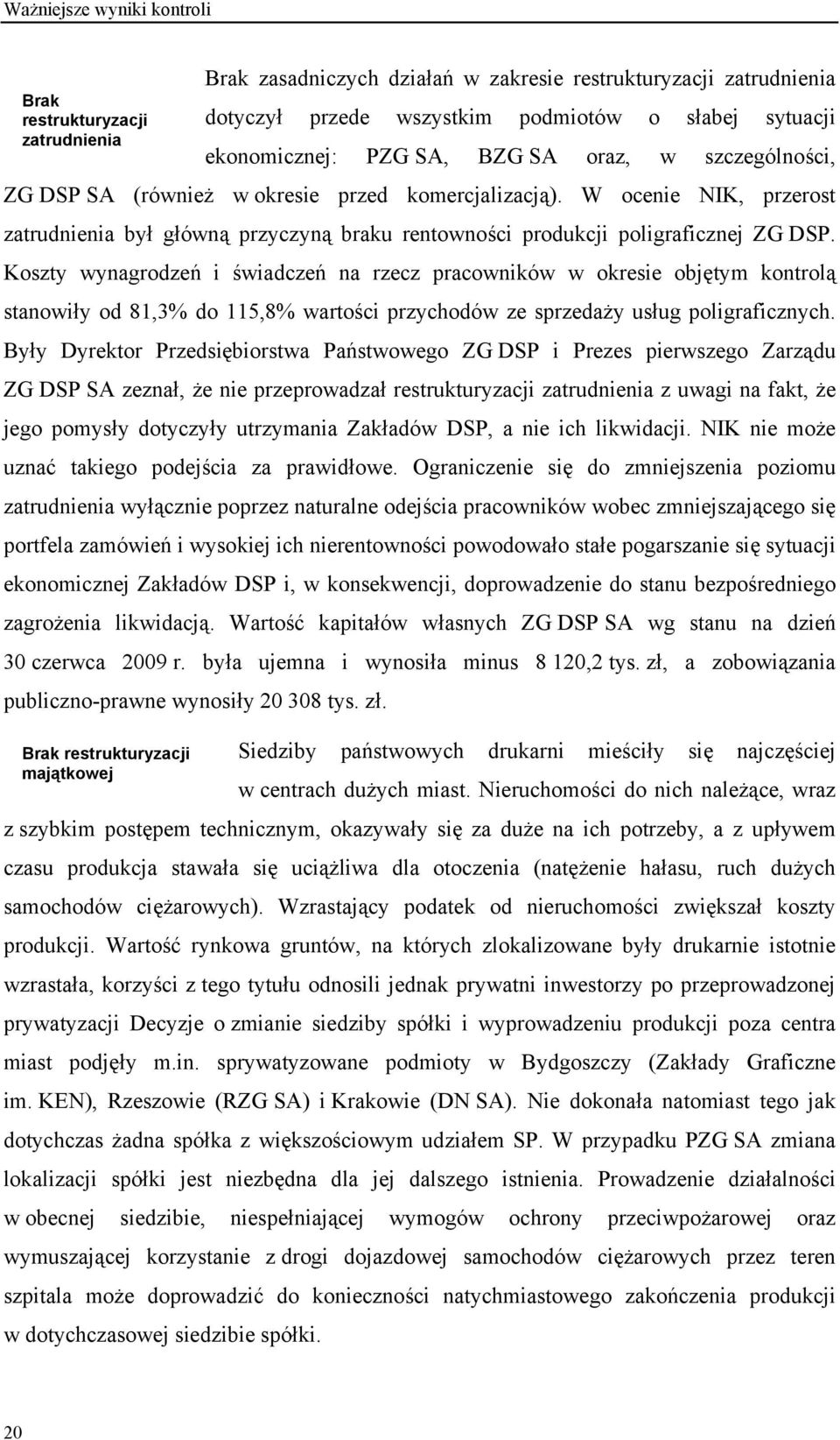 Koszty wynagrodzeń i świadczeń na rzecz pracowników w okresie objętym kontrolą stanowiły od 81,3% do 115,8% wartości przychodów ze sprzedaży usług poligraficznych.