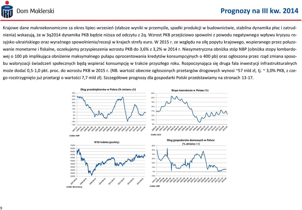 ze względu na siłę popytu krajowego, wspieranego przez poluzowanie monetarne i fiskalne, oczekujemy przyspieszenia wzrostu PKB do 3,6% z 3,2% w 2014 r.