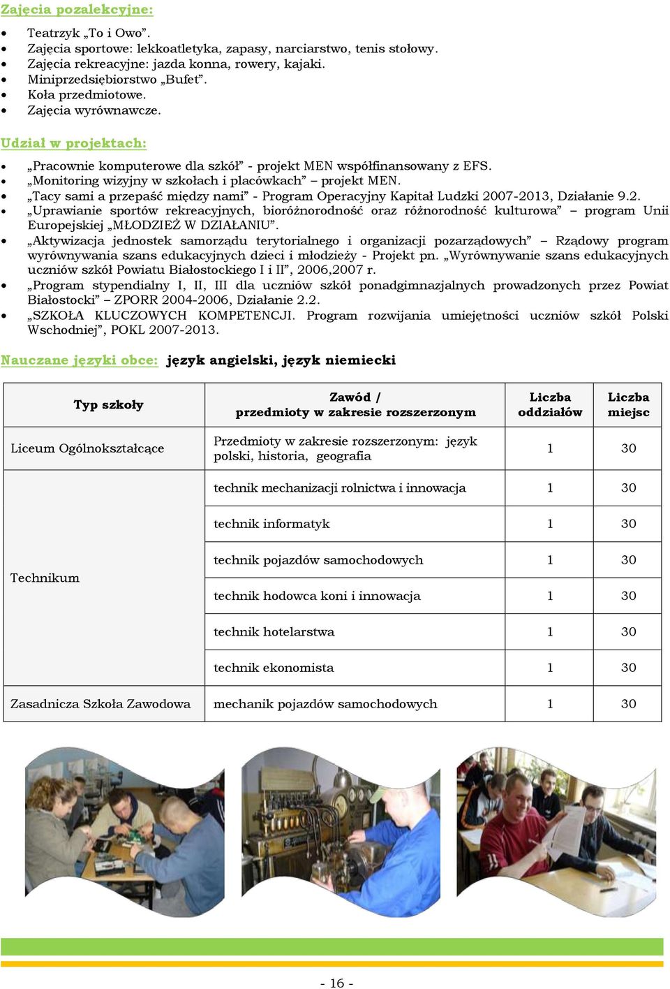 Tacy sami a przepaść między nami - Program Operacyjny Kapitał Ludzki 2007-2013, Działanie 9.2. Uprawianie sportów rekreacyjnych, bioróżnorodność oraz różnorodność kulturowa program Unii Europejskiej MŁODZIEŻ W DZIAŁANIU.