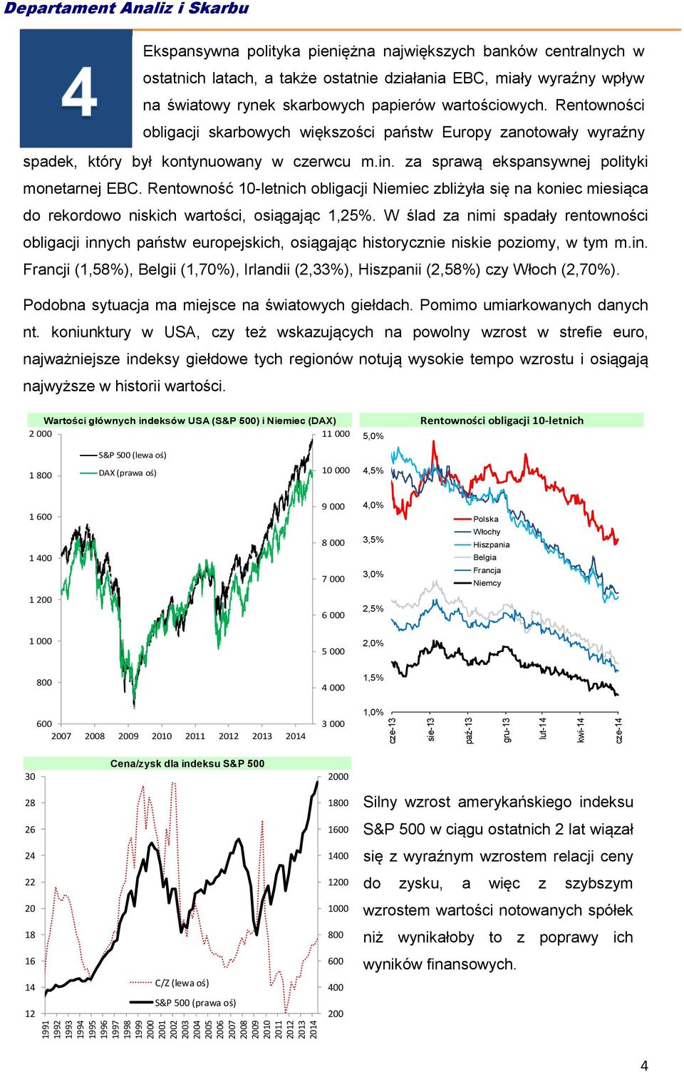 Rentowności obligacji skarbowych większości państw Europy zanotowały wyraźny spadek, który był spadek, kontynuowany do czego w czerwcu przyczyniła m.in.