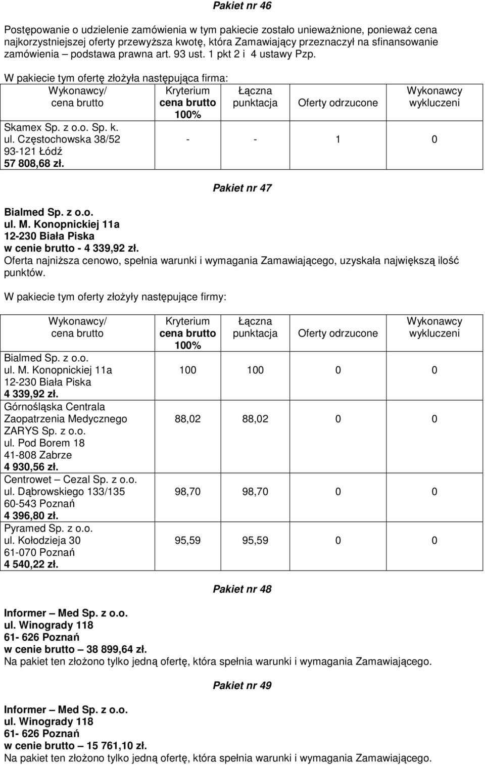 Konopnickiej 11a 12-230 Biała Piska w cenie brutto - 4 339,92 zł. Bialmed Sp. z o.o. ul. M. Konopnickiej 11a 12-230 Biała Piska 4 339,92 zł. 4 930,56 zł. 4 396,80 zł. 4 540,22 zł.