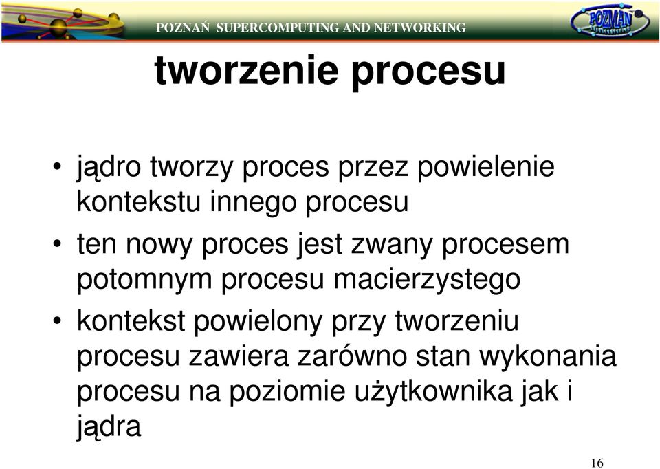 procesu macierzystego kontekst powielony przy tworzeniu procesu