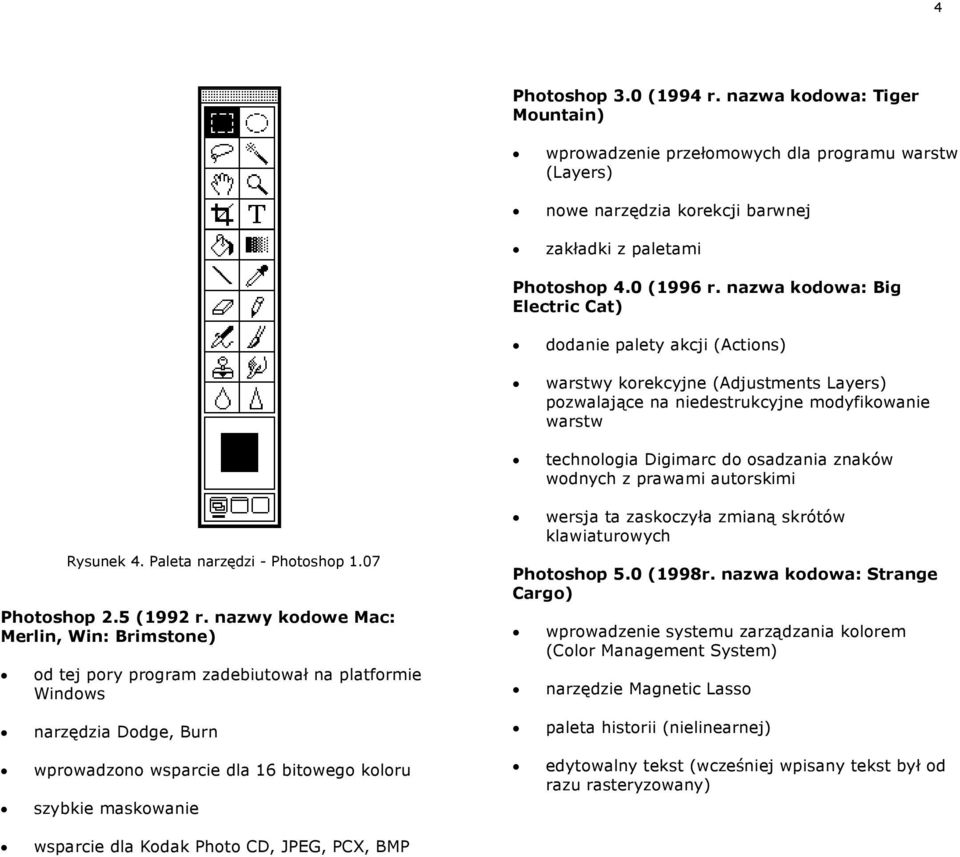 wodnych z prawami autorskimi Rysunek 4. Paleta narzędzi - Photoshop 1.07 Photoshop 2.5 (1992 r.