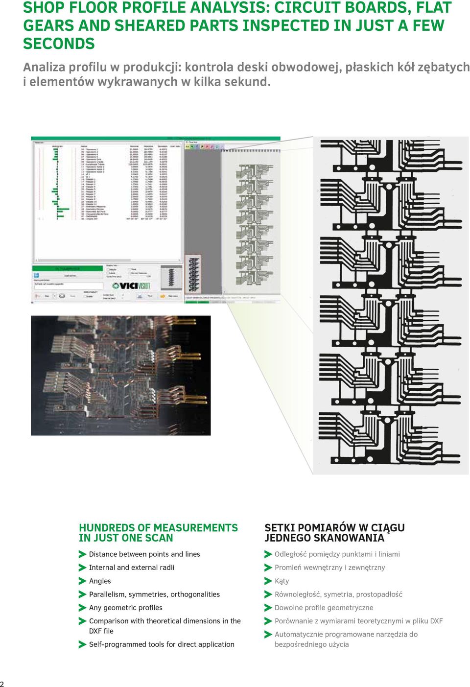 HUNDREDS OF MEASUREMENTS IN JUST ONE SCAN Distance between points and lines Internal and external radii Angles Parallelism, symmetries, orthogonalities Any geometric profiles Comparison with