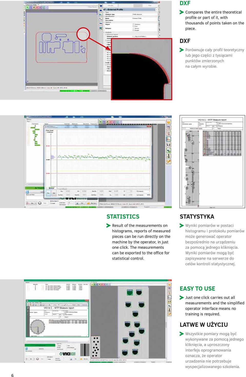 STATISTICS Result of the measurements on histograms, reports of measured pieces can be run directly on the machine by the operator, in just one click.