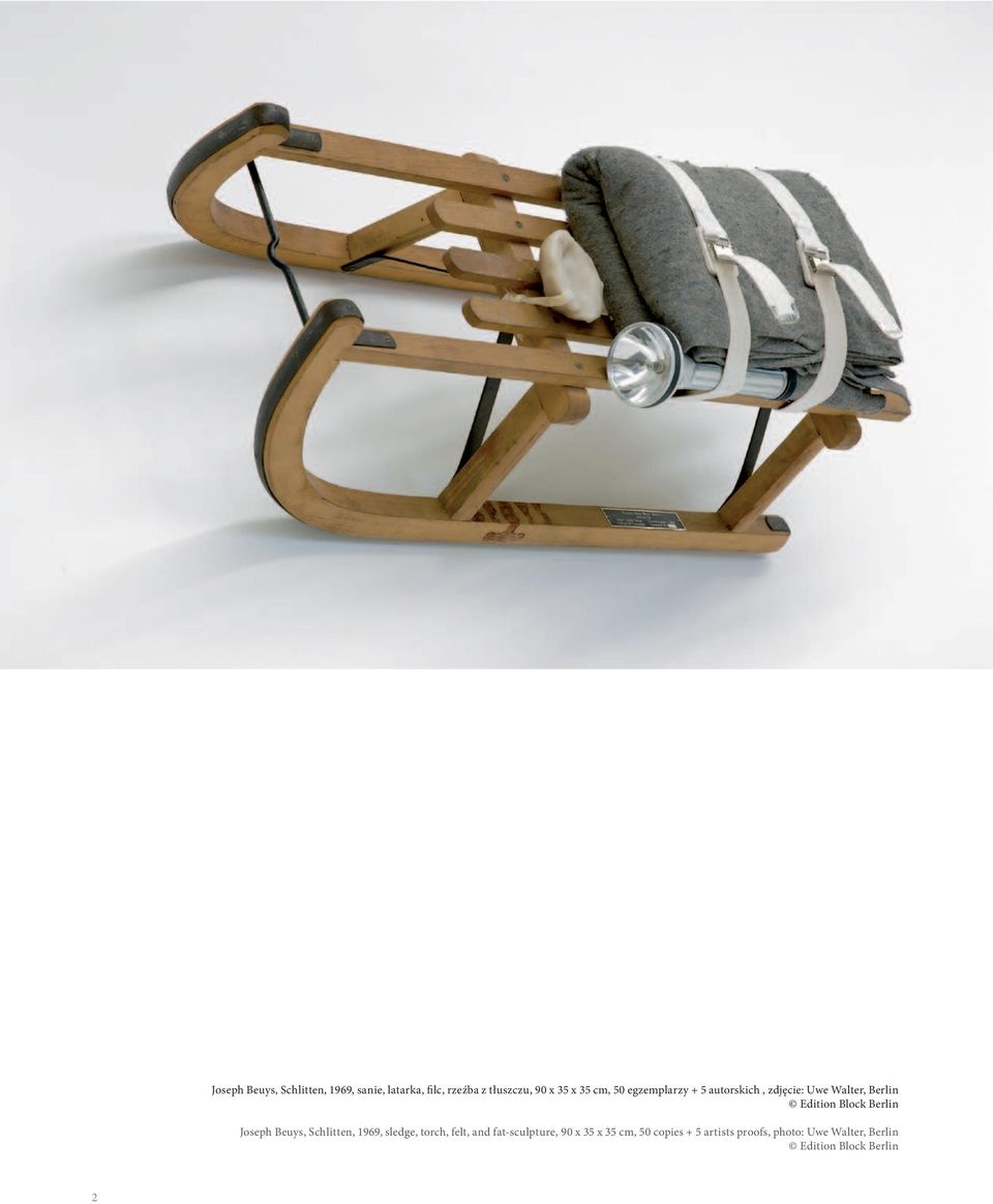 Berlin Joseph Beuys, Schlitten, 1969, sledge, torch, felt, and fat-sculpture, 90 x