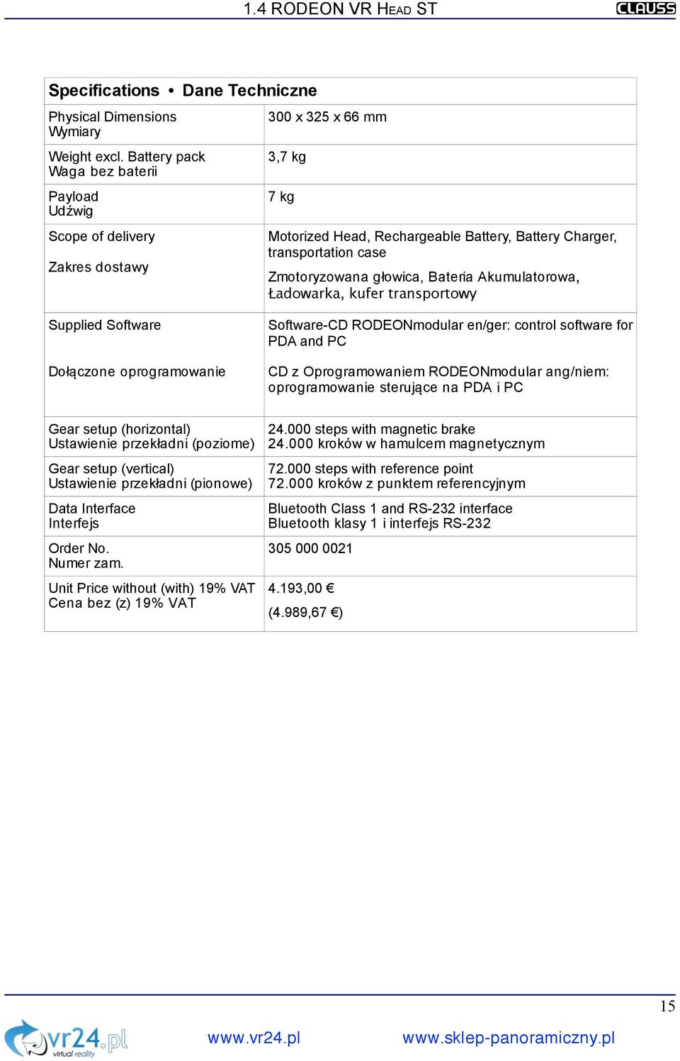 =&4=' CD z Oprogramowaniem RODEONmodular ang/niem: oprogramowanie steruj!ce na PDA i PC J" 0 M Ustawienie przek!adni (poziome) JM Ustawienie przek!