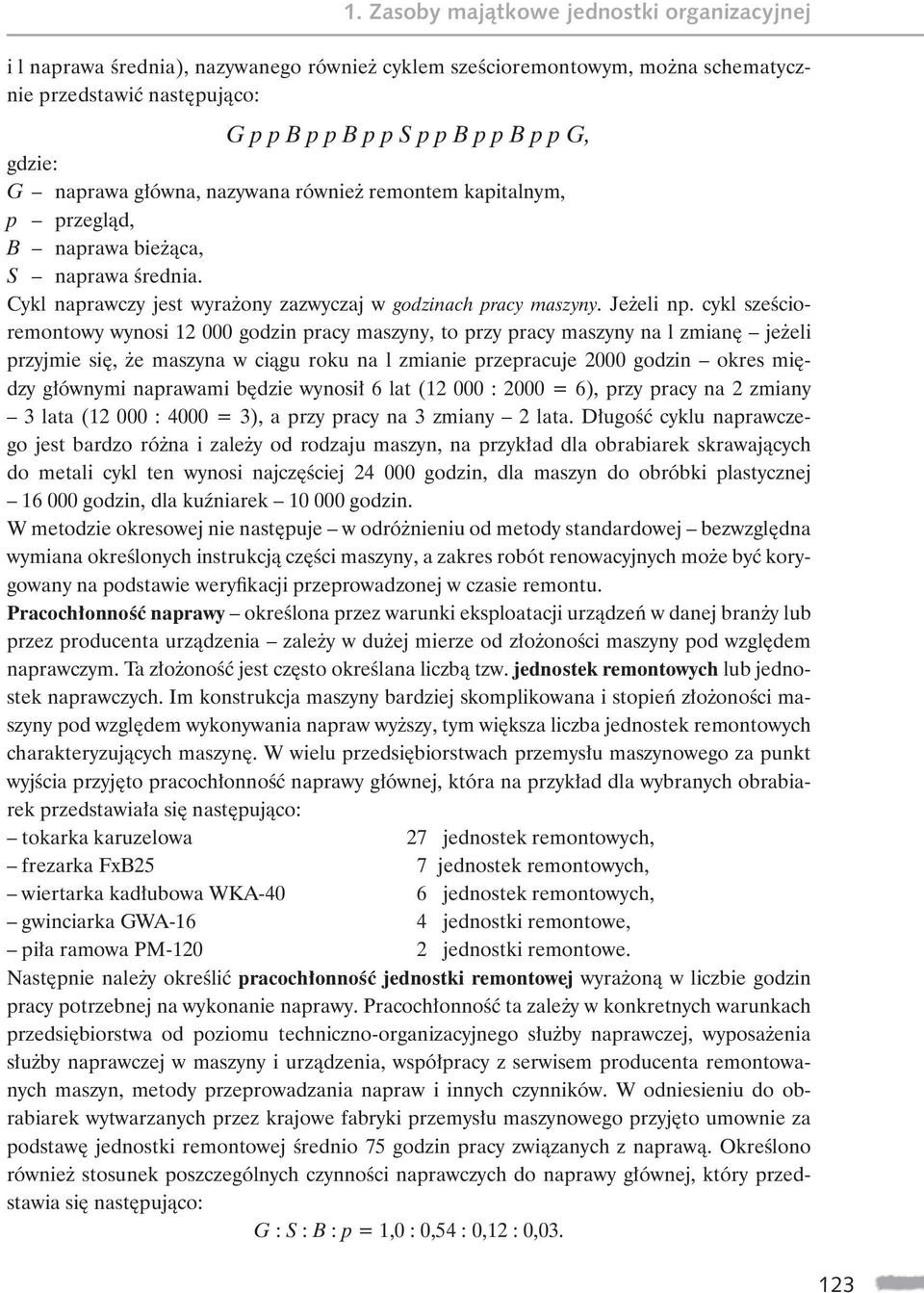 cykl sze cioremontowy wynosi 12 000 godzin pracy maszyny, to przy pracy maszyny na l zmian je eli przyjmie si, e maszyna w ci gu roku na l zmianie przepracuje 2000 godzin okres mi dzy g ównymi