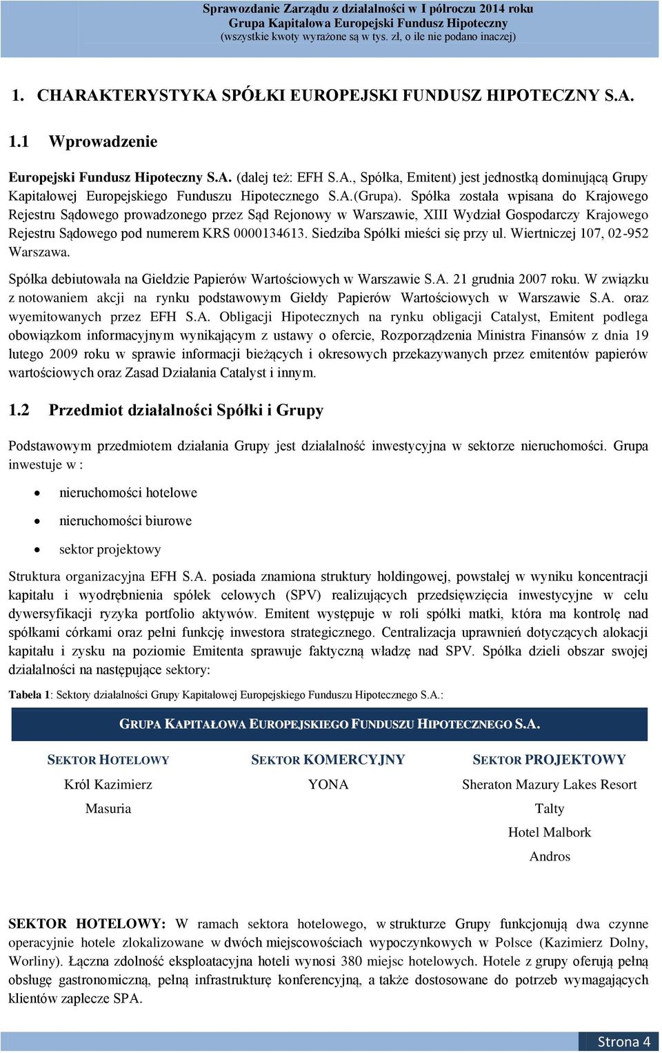 Siedziba Spółki mieści się przy ul. Wiertniczej 107, 02-952 Warszawa. Spółka debiutowała na Giełdzie Papierów Wartościowych w Warszawie S.A. 21 grudnia 2007 roku.