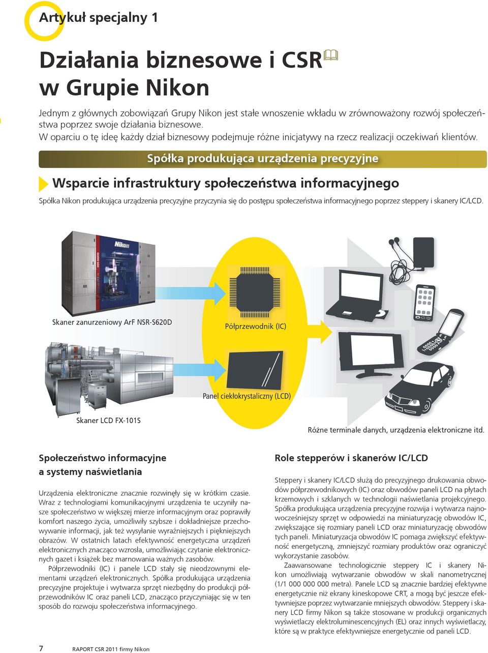 Spółka produkująca urządzenia precyzyjne Wsparcie infrastruktury społeczeństwa informacyjnego Spółka Nikon produkująca urządzenia precyzyjne przyczynia się do postępu społeczeństwa informacyjnego