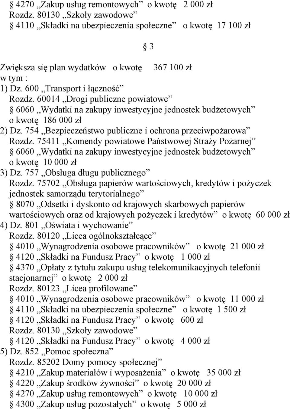 754 Bezpieczeństwo publiczne i ochrona przeciwpożarowa Rozdz. 75411 Komendy powiatowe Państwowej Straży Pożarnej 6060 Wydatki na zakupy inwestycyjne jednostek budżetowych o kwotę 10 000 zł 3) Dz.