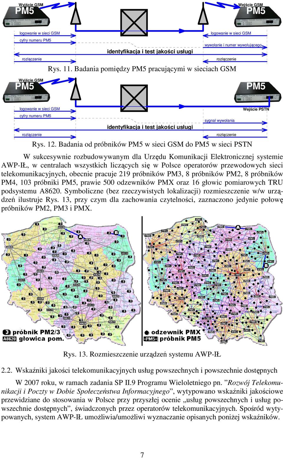 Badania od próbników w sieci GSM do w sieci PSTN Wejście PSTN W sukcesywnie rozbudowywanym dla Urzędu Komunikacji Elektronicznej systemie AWP-IŁ, w centralach wszystkich liczących się w Polsce