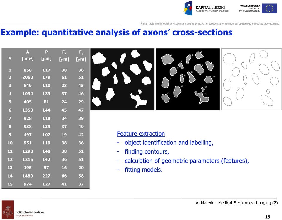 119 38 36 11 1298 148 38 51 12 1215 142 36 51 13 195 57 16 20 14 1489 227 66 58 Feature extraction - object identification