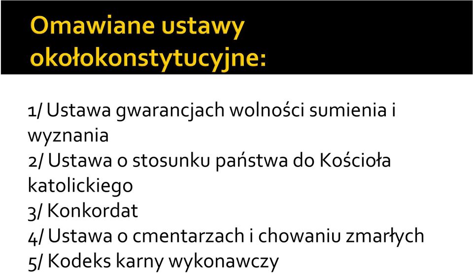 Kościoła katolickiego 3/ Konkordat 4/ Ustawa o