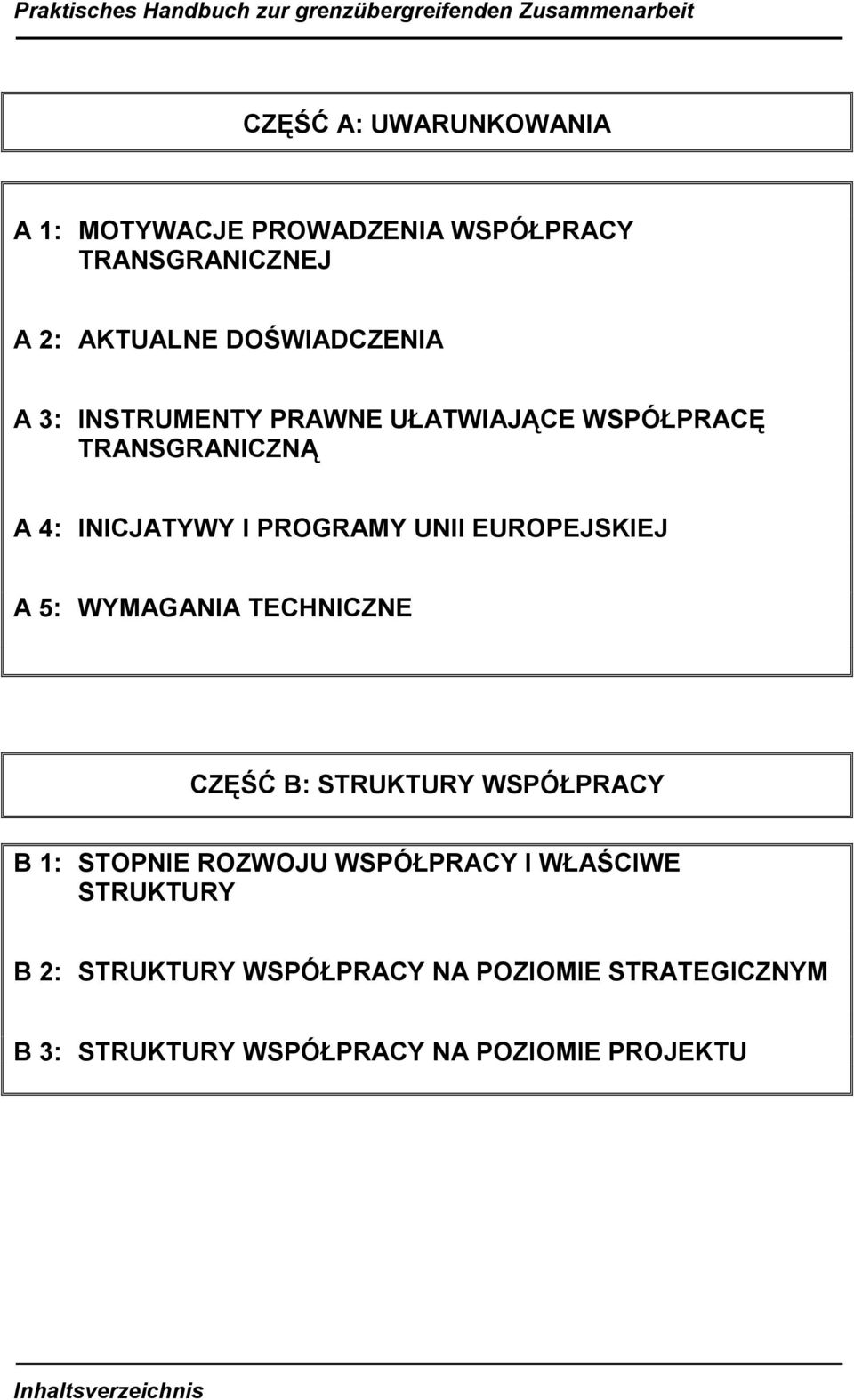 PROGRAMY UNII EUROPEJSKIEJ A 5: WYMAGANIA TECHNICZNE CZĘŚĆ B: STRUKTURY WSPÓŁPRACY B 1: STOPNIE ROZWOJU WSPÓŁPRACY I