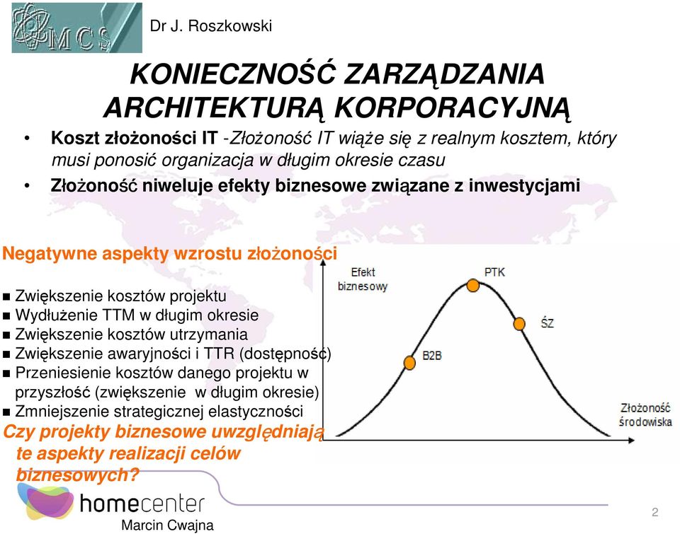 WydłuŜenie TTM w długim okresie Zwiększenie kosztów utrzymania Zwiększenie awaryjności i TTR (dostępność) Przeniesienie kosztów danego projektu w