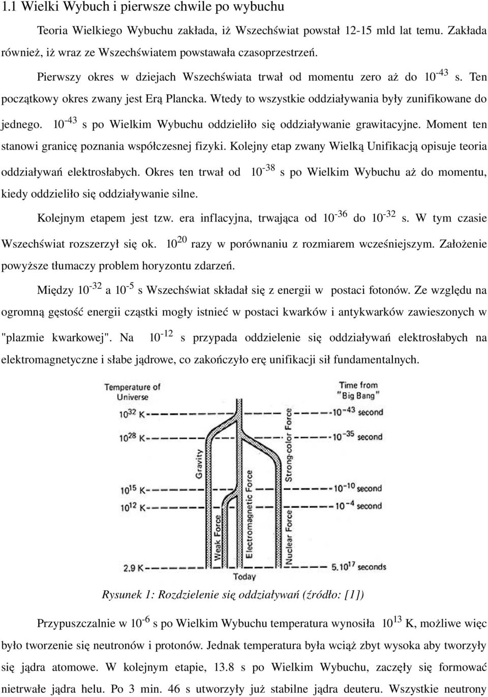 10 43 s po Wielkim Wybuchu oddzieliło się oddziaływanie grawitacyjne. Moment ten stanowi granicę poznania współczesnej fizyki.