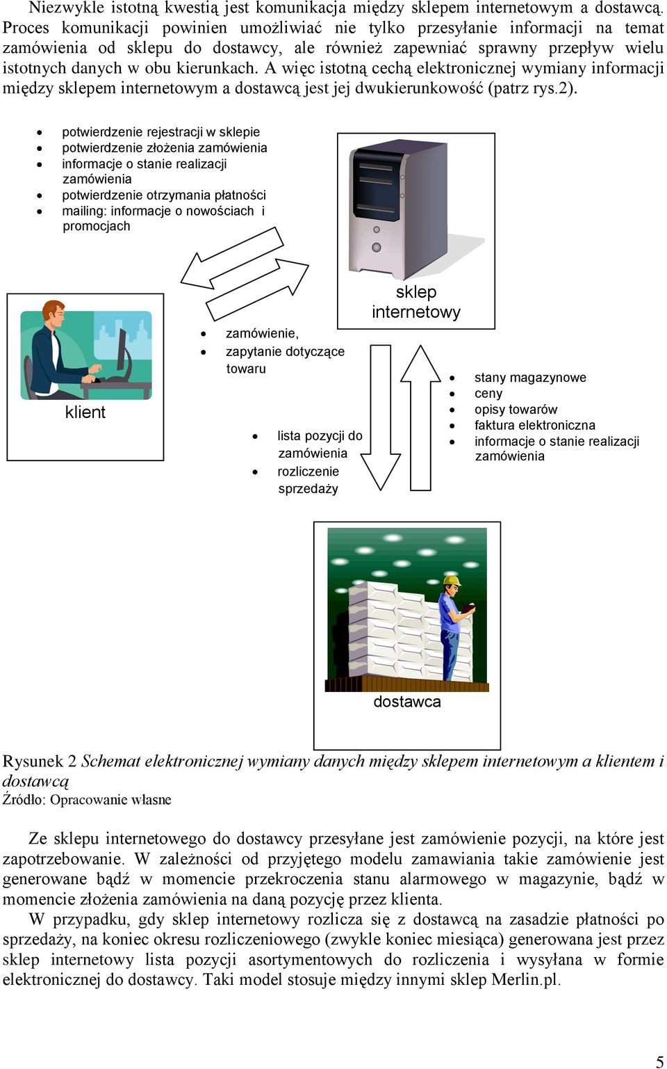 A więc istotną cechą elektronicznej wymiany informacji między sklepem internetowym a dostawcą jest jej dwukierunkowość (patrz rys.2).