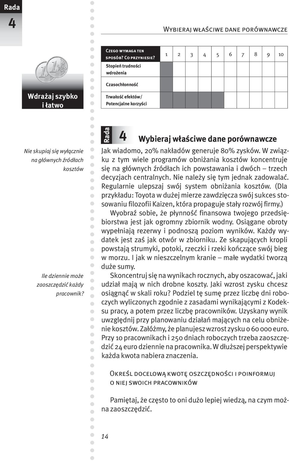 zaoszczędzić każdy pracownik? 4 Wybieraj właściwe dane porównawcze Jak wiadomo, 20% nakładów generuje 80% zysków.