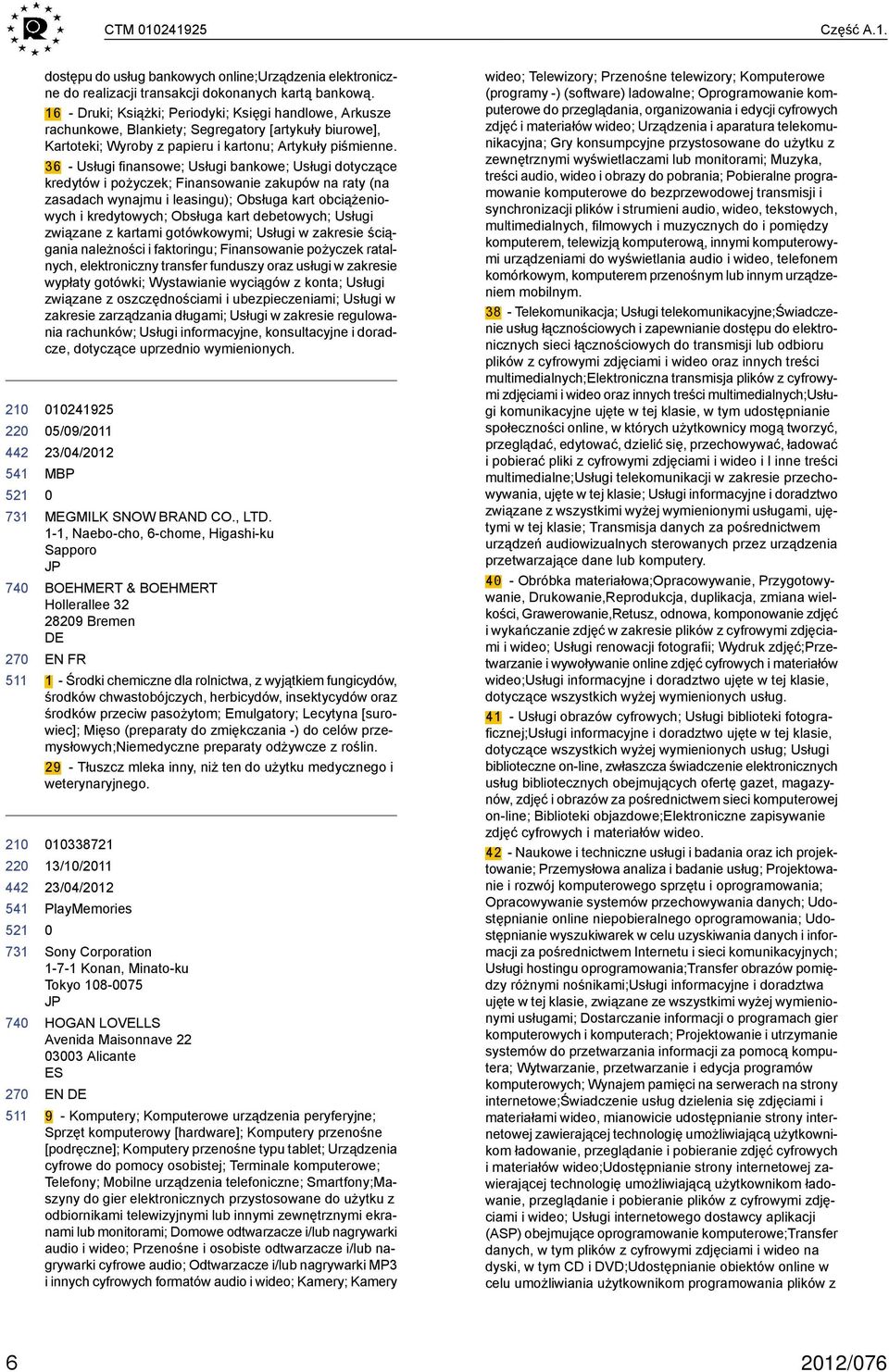 36 - Usługi finansowe; Usługi bankowe; Usługi dotyczące kredytów i pożyczek; Finansowanie zakupów na raty (na zasadach wynajmu i leasingu); Obsługa kart obciążeniowych i kredytowych; Obsługa kart