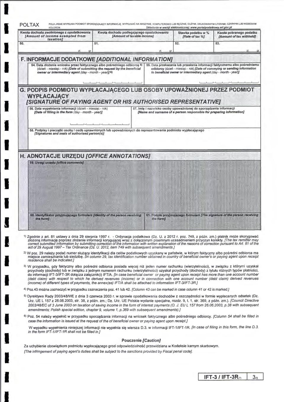 tttmoutit of tax withheld} przez (dzien- miesi1l_c- rok) [Date ofsul>mi'ttl~tg owner or intermediary agent (day- po$rednlemu odblorcy ( dzien - - rok) [Date of conveying or sending information to