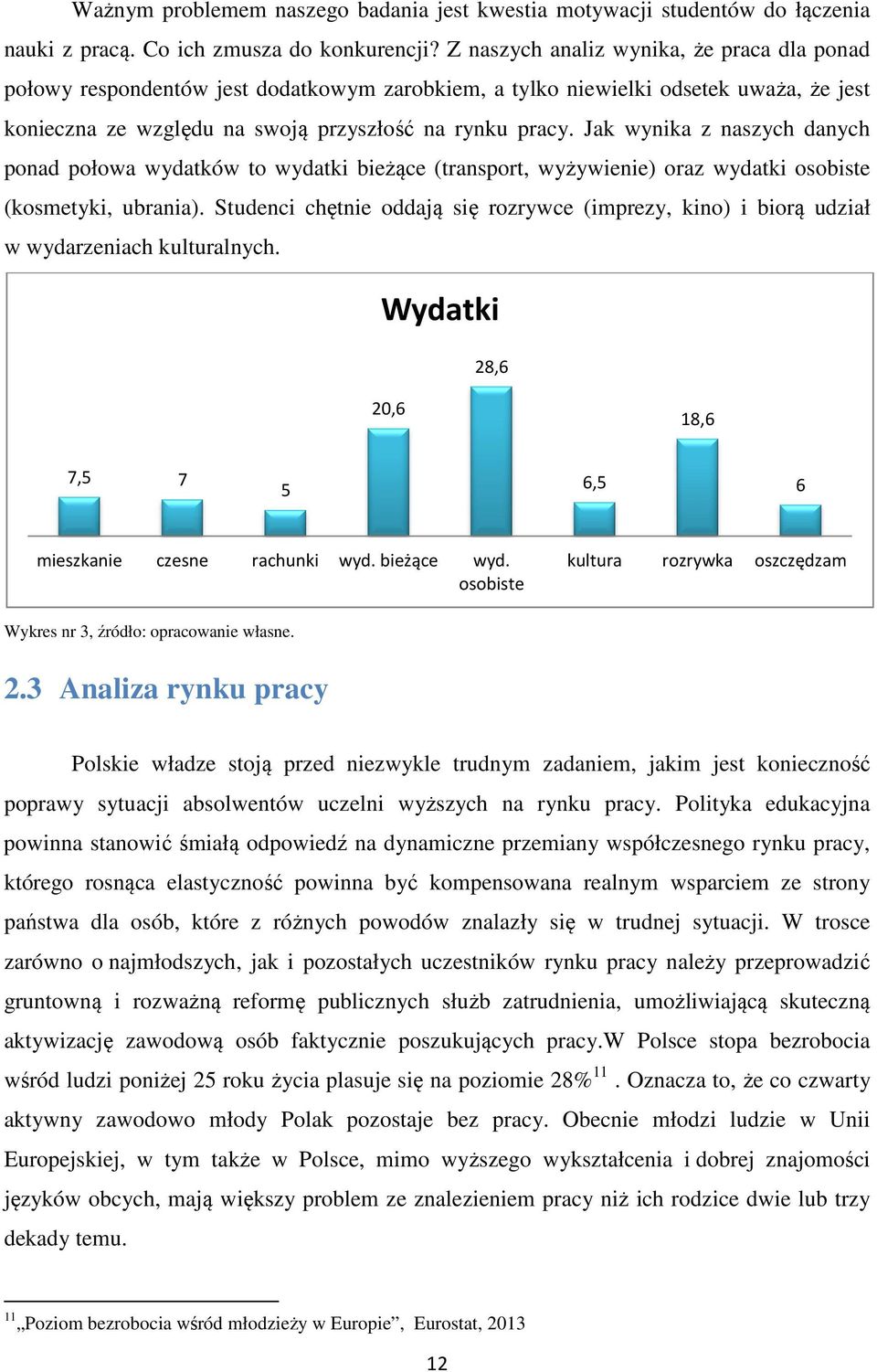 Jak wynika z naszych danych ponad połowa wydatków to wydatki bieżące (transport, wyżywienie) oraz wydatki osobiste (kosmetyki, ubrania).