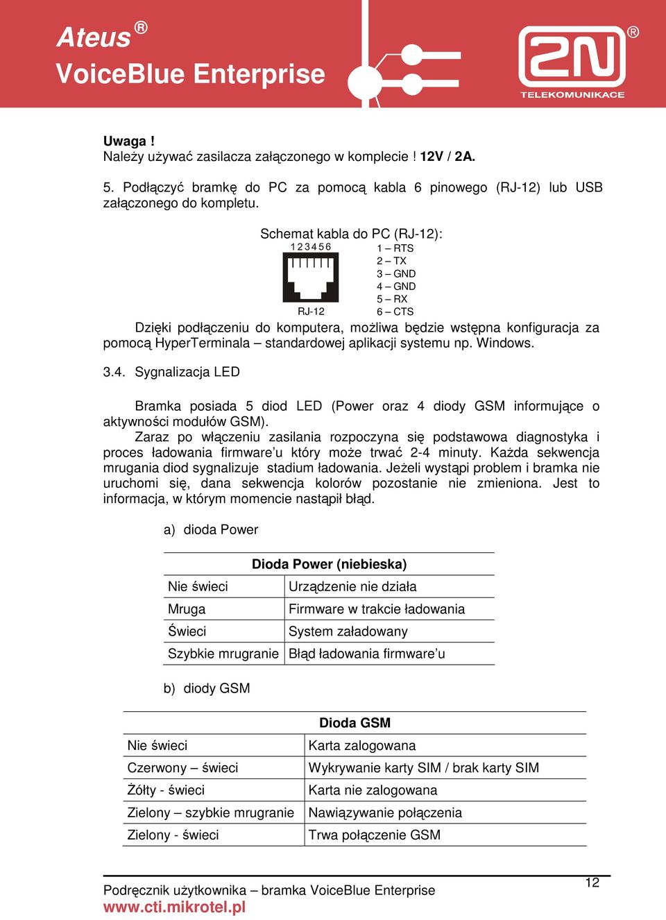 Windows. 3.4. Sygnalizacja LED Bramka posiada 5 diod LED (Power oraz 4 diody GSM informujące o aktywności modułów GSM).