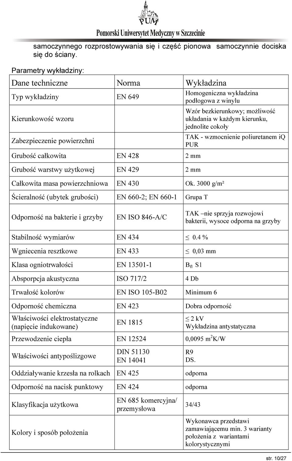 Homogeniczna wykładzina podłogowa z winylu Całkowita masa powierzchniowa EN 430 Ok.