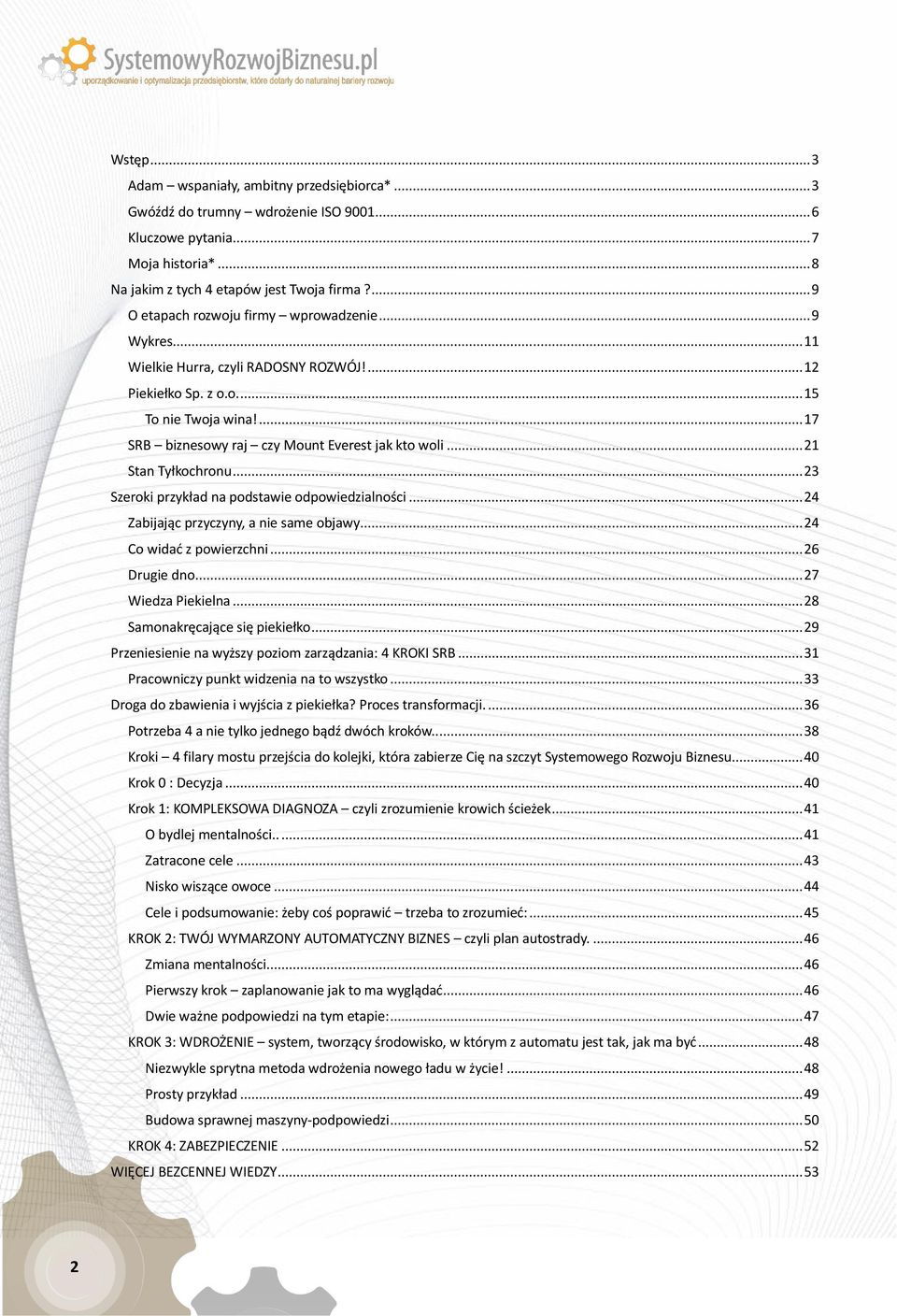 ... 17 SRB biznesowy raj czy Mount Everest jak kto woli... 21 Stan Tyłkochronu... 23 Szeroki przykład na podstawie odpowiedzialności... 24 Zabijając przyczyny, a nie same objawy.
