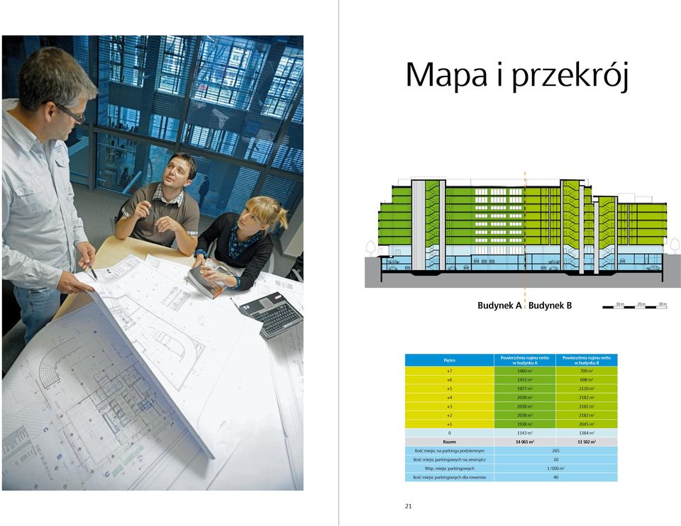 +1 1938 m 2 2045 m 2 0 1143 m 2 1384 m 2 Razem 14 065 m 2 13 502 m 2 Ilość miejsc na parkingu podziemnym 265 Ilość