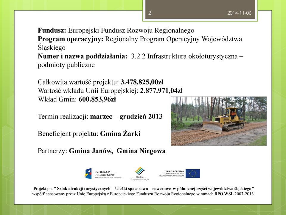 825,00zł Wartość wkładu Unii Europejskiej: 2.877.971,04zł Wkład Gmin: 600.