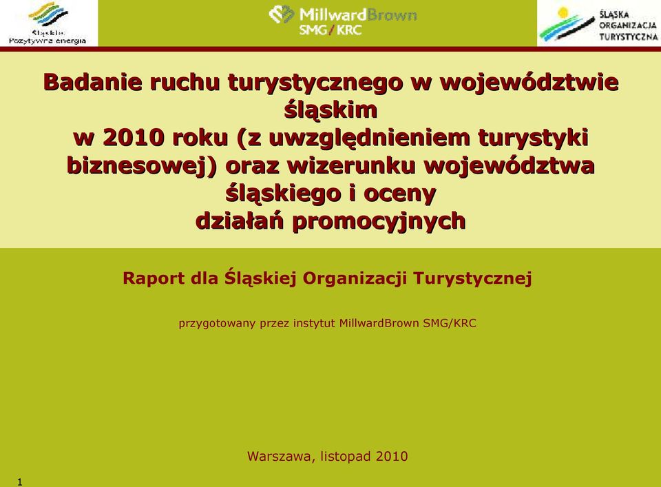 śląskiego i oceny działań promocyjnych Raport dla Śląskiej Organizacji