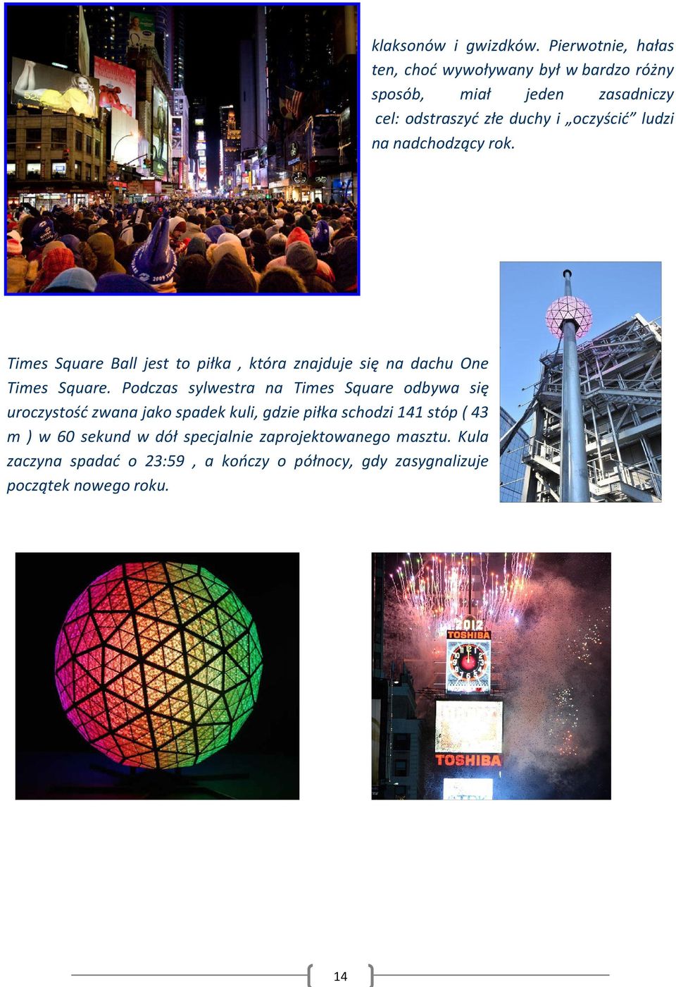 ludzi na nadchodzący rok. Times Square Ball jest to piłka, która znajduje się na dachu One Times Square.