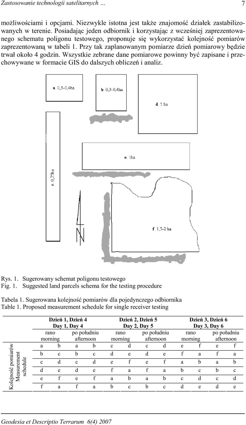 Przy tak zaplanowanym pomiarze dzie pomiarowy b dzie trwał około 4 godzin. Wszystkie zebrane dane pomiarowe powinny by zapisane i przechowywane w formacie GIS do dalszych oblicze i analiz. Rys. 1.