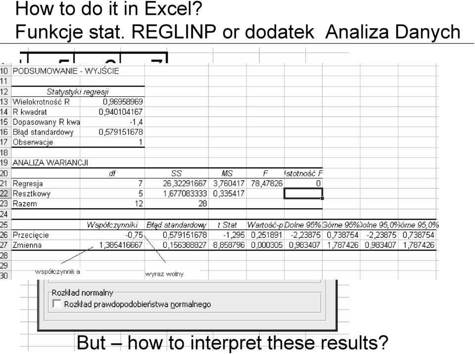 REGLINP or dodatek Analiza Danych