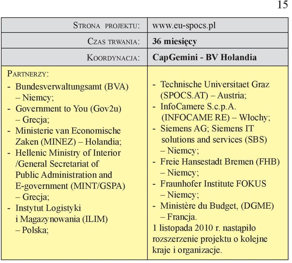 pl 36 miesięcy CapGemini - BV Holandia - Technische Universitaet Graz (SPOCS.AT