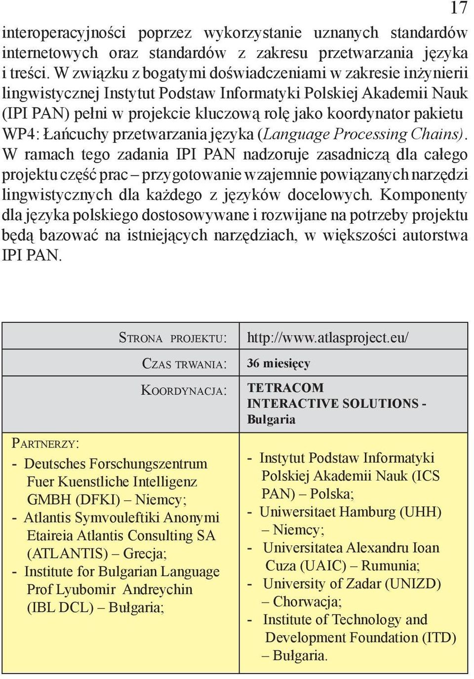 Łańcuchy przetwarzania języka (Language Processing Chains).