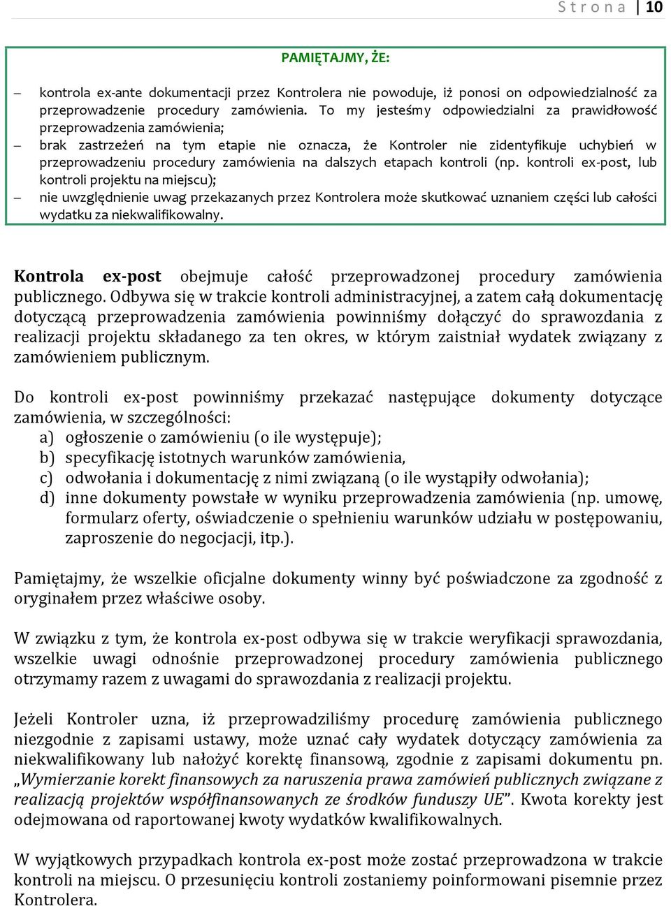 dalszych etapach kontroli (np.