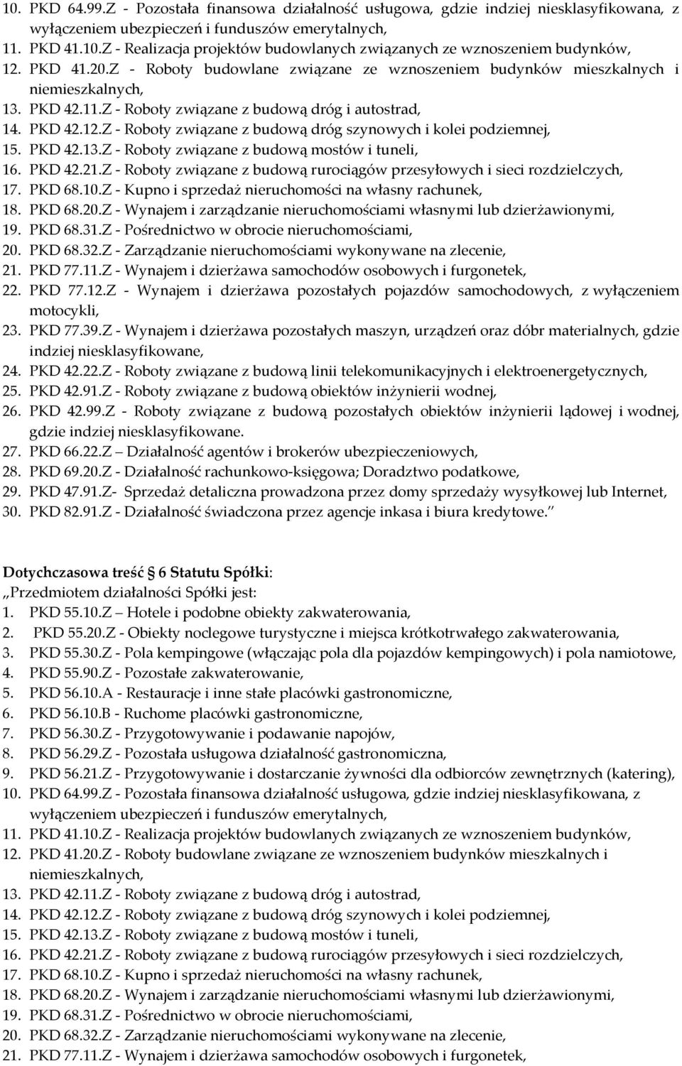 Z - Roboty związane z budową dróg szynowych i kolei podziemnej, 15. PKD 42.13.Z - Roboty związane z budową mostów i tuneli, 16. PKD 42.21.