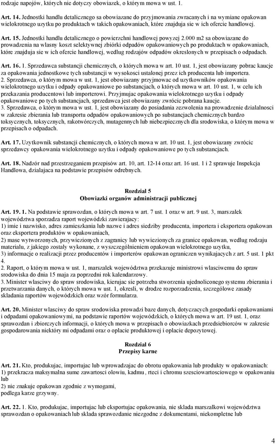 15. Jednostki handlu detalicznego o powierzchni handlowej powyzej 2.