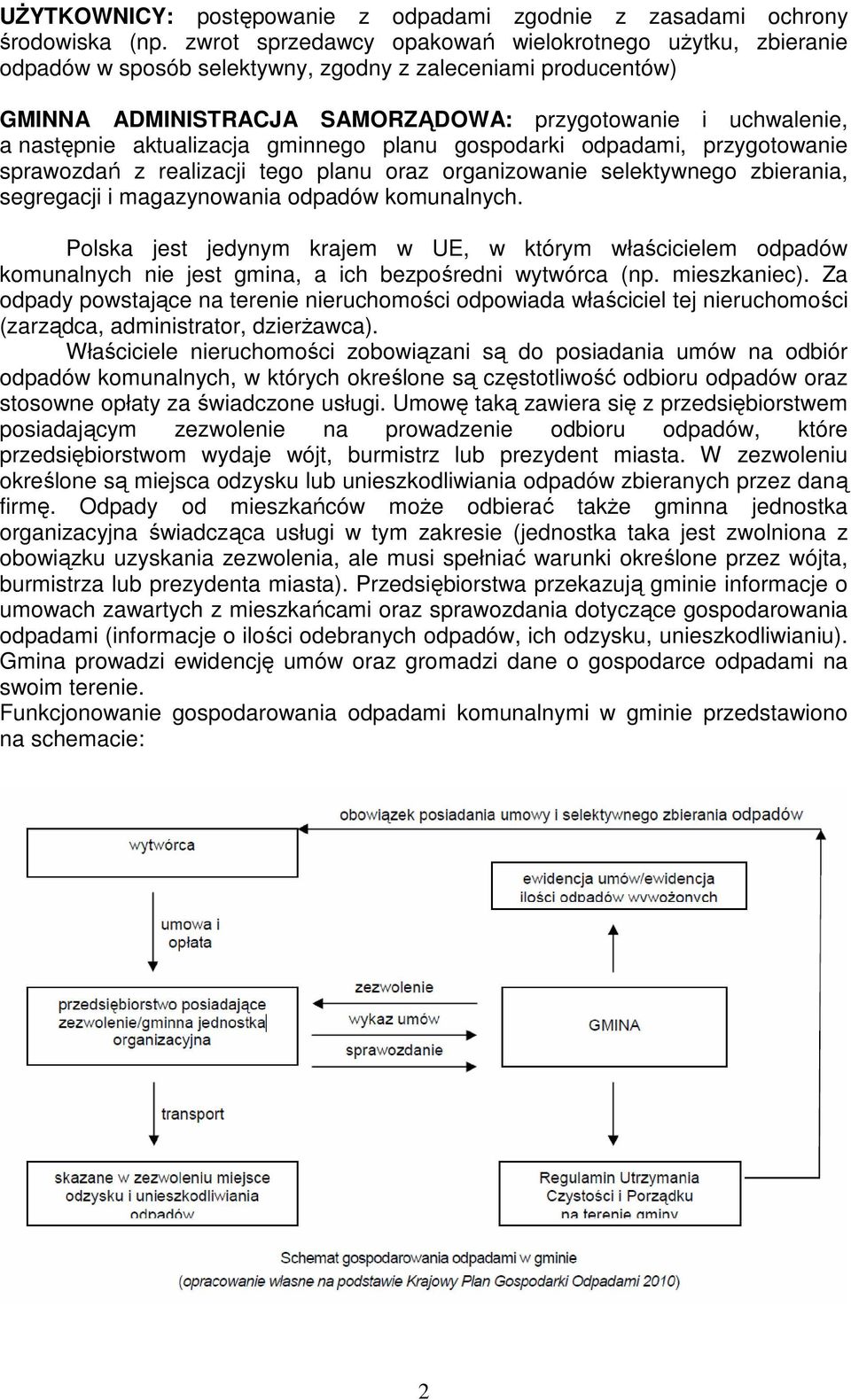 aktualizacja gminnego planu gospodarki odpadami, przygotowanie sprawozdań z realizacji tego planu oraz organizowanie selektywnego zbierania, segregacji i magazynowania odpadów komunalnych.